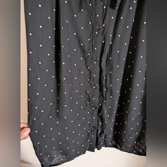 Blue Rain Black Polka Dot Dress Womens Sz Large Front Tie Vneck Cottagecore - Picture 9 of 9